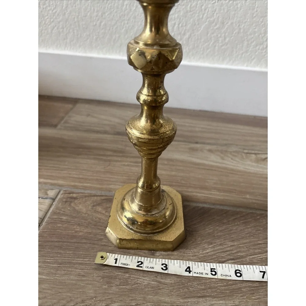 1‎ Candle Holder Pair Vintage Solid Brass Heavy 11